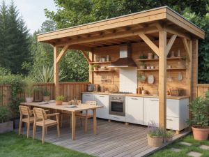 Créer une cuisine d'été autour de son abri de jardin astuces d'aménagement et équipements essentiels