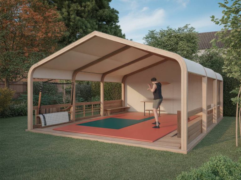 Créer une salle de sport en plein air dans votre jardin avec un abri adapté