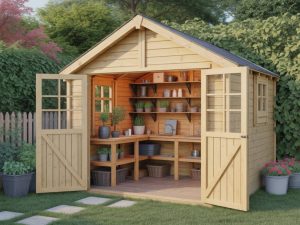 Comment aménager un abri de jardin en atelier de jardinage pratique avec plan de travail, rangement et zone de rempotage