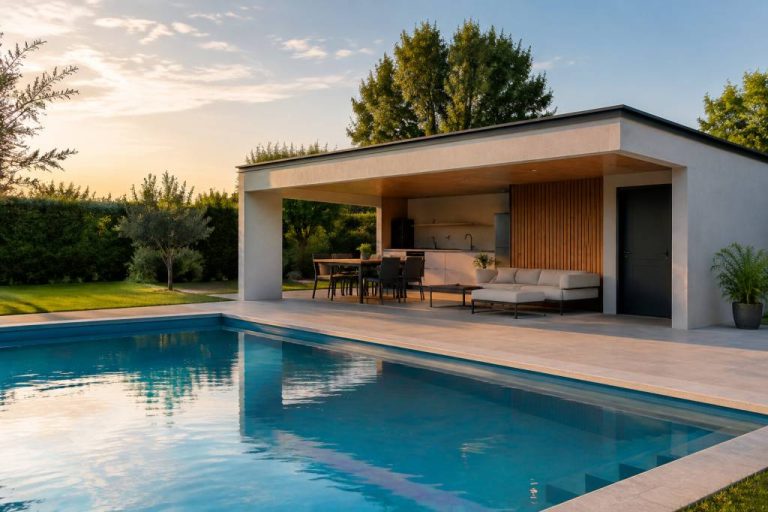 Pool house toit plat beton : guide de construction et réglementation pour un espace extérieur durable